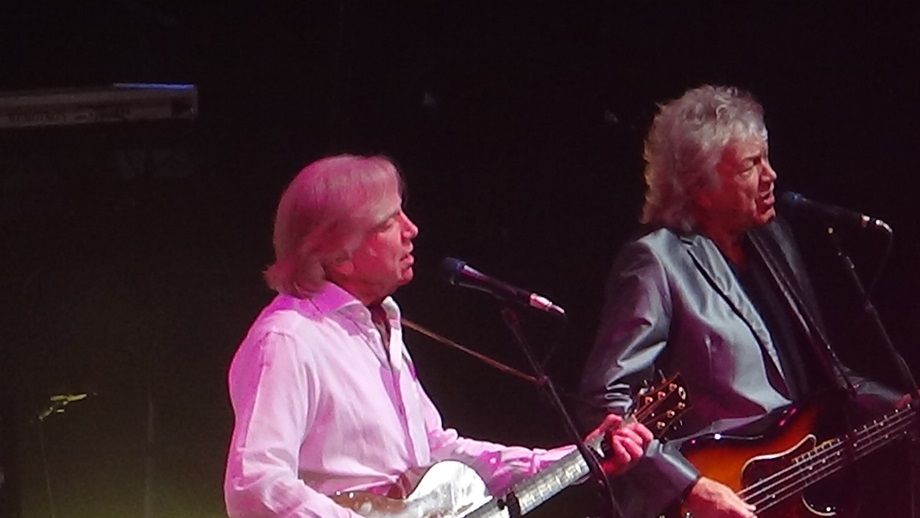 Justin Hayward in white and John Lodge The 2018 Rock and Roll Hall of Fame Inductees performing the Days of Future Past Album in its entirety for the first time in 50 years. I have seen the MOODY BLUES every year for the last 25 years and this was their best one yet.  Playing note for note and their reputation for sounding the same as when they recorded these songs 