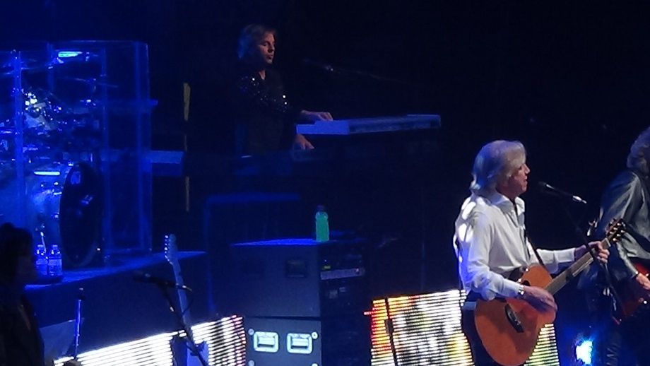 Justin Hayward in white and John Lodge 